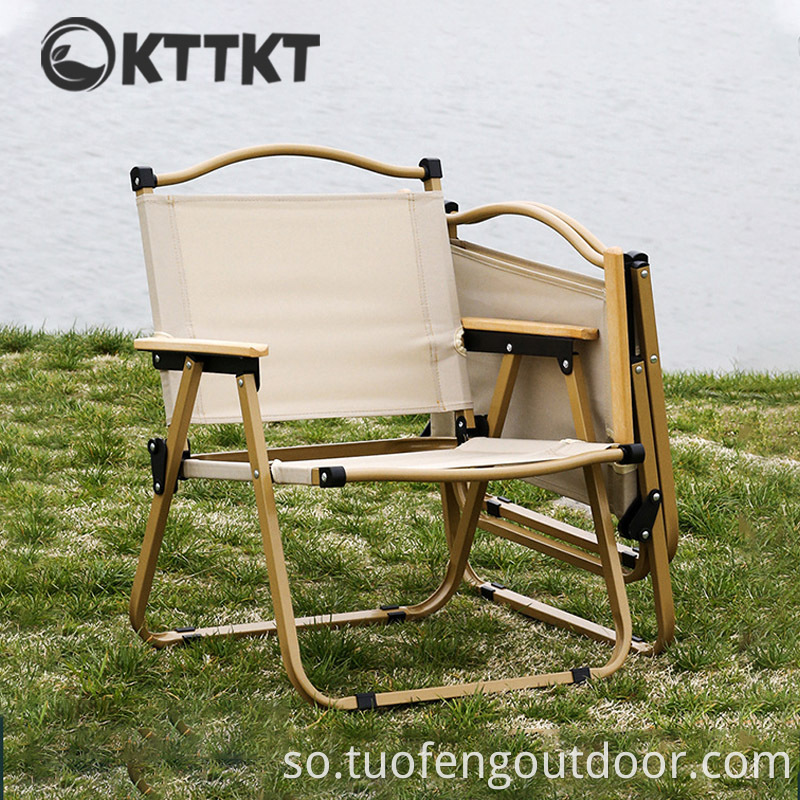 Kermit gudoomiyaha dibedda ee safarka socday ee ku safraya kaamamka The Kermit Chair Outdoor Travelling Camping Picnic Folding Chairs Wood Grain Metal Material Jpg